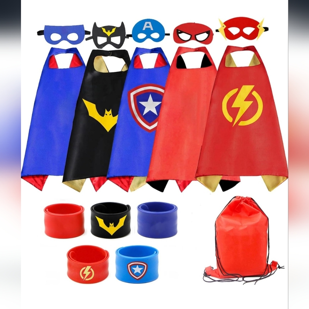 Superhero Kids Costume Set - Red, Blue, ORANGE, Green,Yellow, Reddish/orange